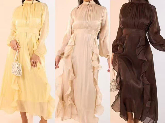 Modest Ruffle Trim Dress